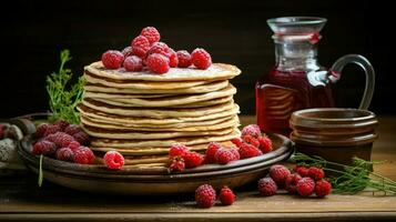 ai generiert Krepp traditionell Pfannkuchen Essen foto