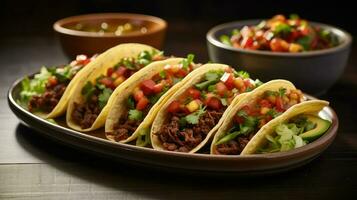 ai generiert Mexikaner Rindfleisch Taco Essen foto