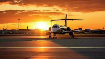 ai generiert Reise Silhouette Flughafen Hintergrund foto