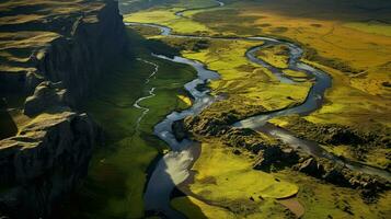 ai generiert szenisch Basalt Plateau Landschaft foto