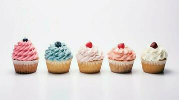 ai generiert Süss Farbe Cupcake Essen foto