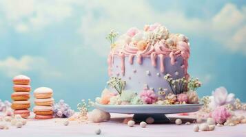 ai generiert Glasur Buttercreme Kuchen Essen foto