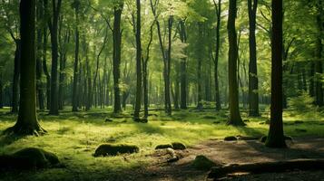 ai generiert Bäume Wald Öko Hintergrund foto