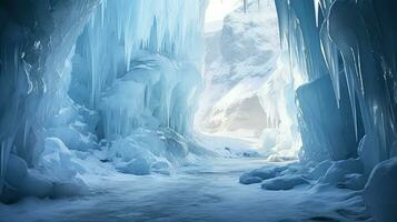 ai generiert Gletscher Eis Höhle Landschaft foto
