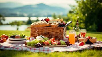 ai generiert Käse Abendessen Picknick Essen foto