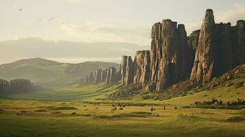 ai generiert Natur Kuppe Hügel Landschaft foto