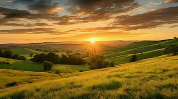 ai generiert Topographie Drumlin Hügel Landschaft foto