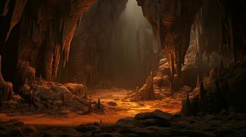 ai generiert Felsen Talus Höhle Landschaft foto