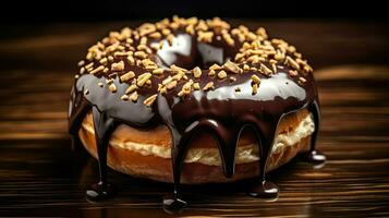 ai generiert glasiert Snack Krapfen Essen foto