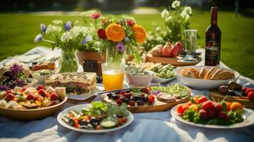 ai generiert Brot Abendessen Picknick Essen foto