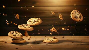 ai generiert Zucker fliegend Kekse Essen foto