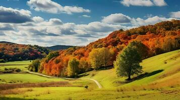 ai generiert Natur Drumlin Hügel Landschaft foto