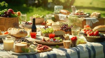 ai generiert Salate Urlaub Picknick Essen foto