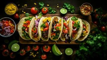 ai generiert Guacamole frisch Taco Essen foto