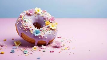 ai generiert Dessert bunt Krapfen Essen foto