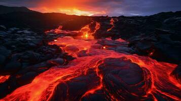 ai generiert vulkanisch Lava Plateau Landschaft foto
