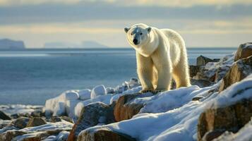 ai generiert Permafrost Küsten Tundra Landschaft foto