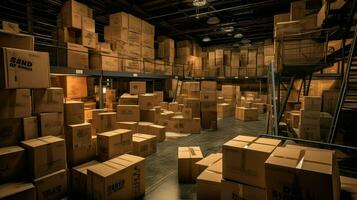 ai generiert Logistik Box Warenhaus Hintergrund foto