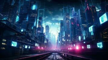 ai generiert Cyberpunk futuristisch elektronisch Hintergrund foto