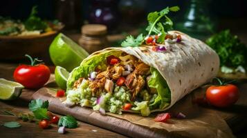 ai generiert Salsa Mittagessen Taco Essen foto