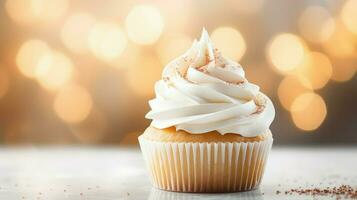 ai generiert Bäckerei Glasur Cupcake Essen foto