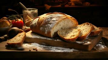 ai generiert rollen Brot Picknick Essen foto