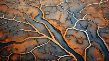 ai generiert Fluss alluvial Ebenen Landschaft foto