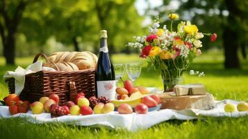 ai generiert Salate Urlaub Picknick Essen foto