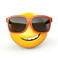 ai generiert lächelnd Emoji mit Sonnenbrille isoliert auf Weiß Hintergrund foto