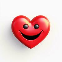 ai generiert Karikatur lächelnd rot Herz Emoji isoliert auf Weiß Hintergrund foto