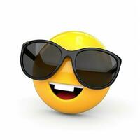 ai generiert lächelnd Emoji mit Sonnenbrille isoliert auf Weiß Hintergrund foto