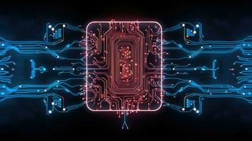 ai generiert Mikrochip Schaltkreis Tafel Technik, ai foto