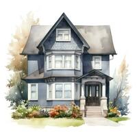 ai generiert Haus gemalt Aquarell Illustration foto