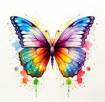 ai generiert bunt Schmetterling Aquarell Kunst drucken auf ein Weiß Hintergrund foto