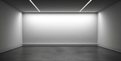 ai generiert ein leeren Weiß Zimmer mit Beleuchtung im das Mitte foto