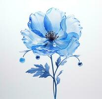 ai generiert ein Blau Blume mit ein lange Stengel foto