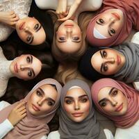 ai generiert schön Gesichter von Muslim Mädchen, ai generiert. foto