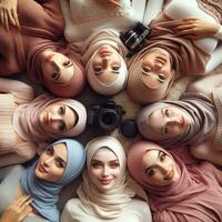 ai generiert schön Gesichter von Muslim Mädchen, ai generiert. foto