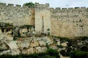 Blick auf die Mauern von Jerusalem foto