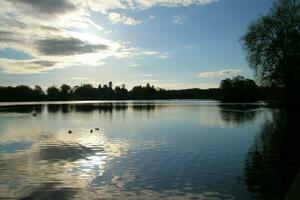 ein Aussicht von ellesmere See im das früh Morgen mit Betrachtung foto