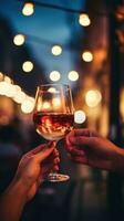 ai generiert zwei Menschen Toasten mit ein Glas von Wein, ai foto