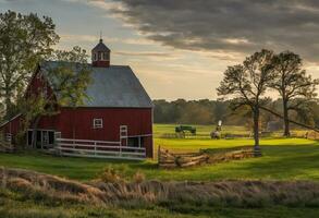 ai generiert Harmonie auf das amerikanisch Bauernhof Erfassen das Geist von ländlich Leben foto