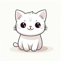 ai generiert süß kawaii Katze Clip Art Symbol Weiß Hintergrund. ai generiert foto