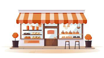 ai generiert charmant Bäckerei Schaufenster Illustration - - minimalistisch Design mit angezeigt Gebäck foto