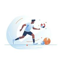 ai generiert minimalistisch ui Illustration von ein Fußball Spieler Wertung ein Tor im ein eben Illustration Stil auf ein Weiß Hintergrund foto