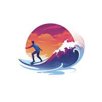 ai generiert glatt Surfer fangen ein Welle minimalistisch ui eben Illustration foto