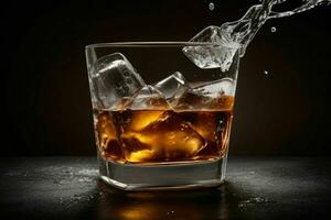 ai generiert Whiskey Spritzen mit Eis Würfel. Profi Foto