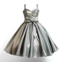 ai generiert Silber funkeln Party Kleid isoliert auf Weiß foto