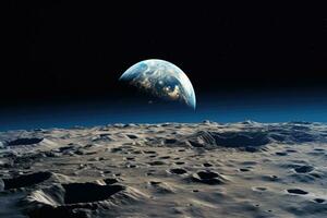 ai generiert Erde wie gesehen von das Oberfläche von das Mond. durch generativ ai foto