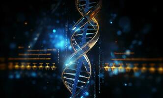 ai generiert DNA Konzept Blau und schwarz Hintergrund foto